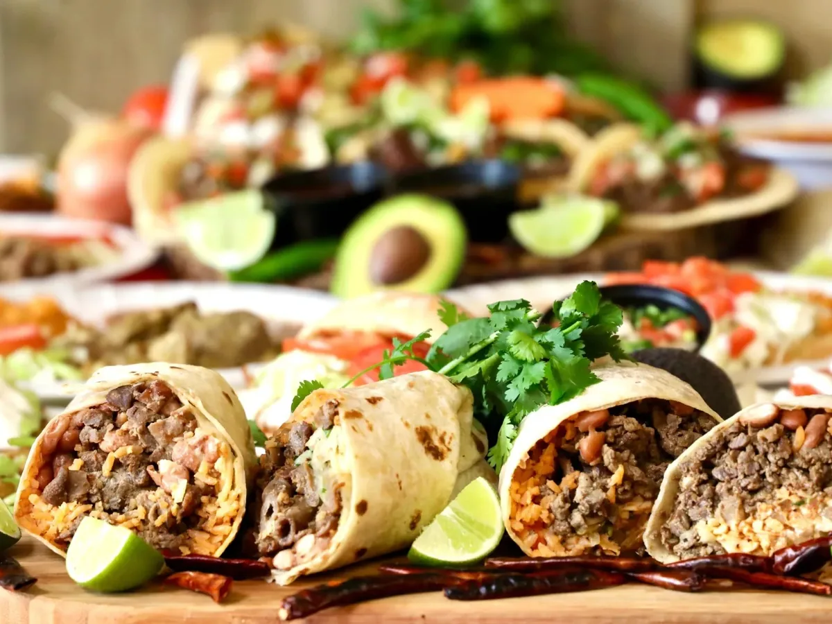 Burritos and tacos spread